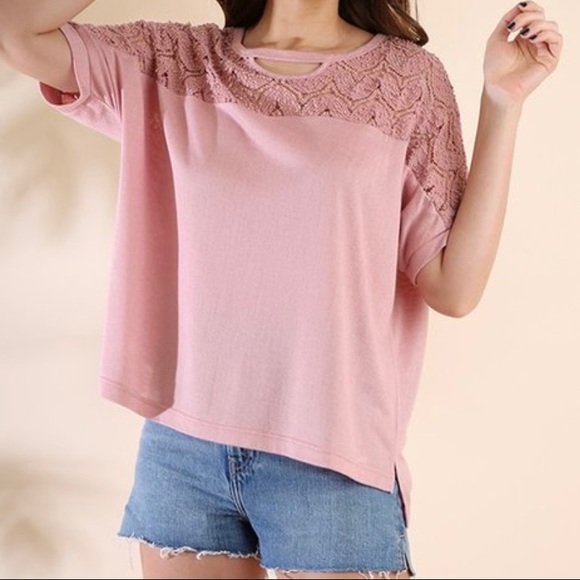 The Presley Top- blush pink with crochet detail - Picture 5 of 8
